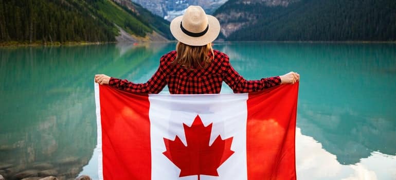 Woman with Canadian flag
