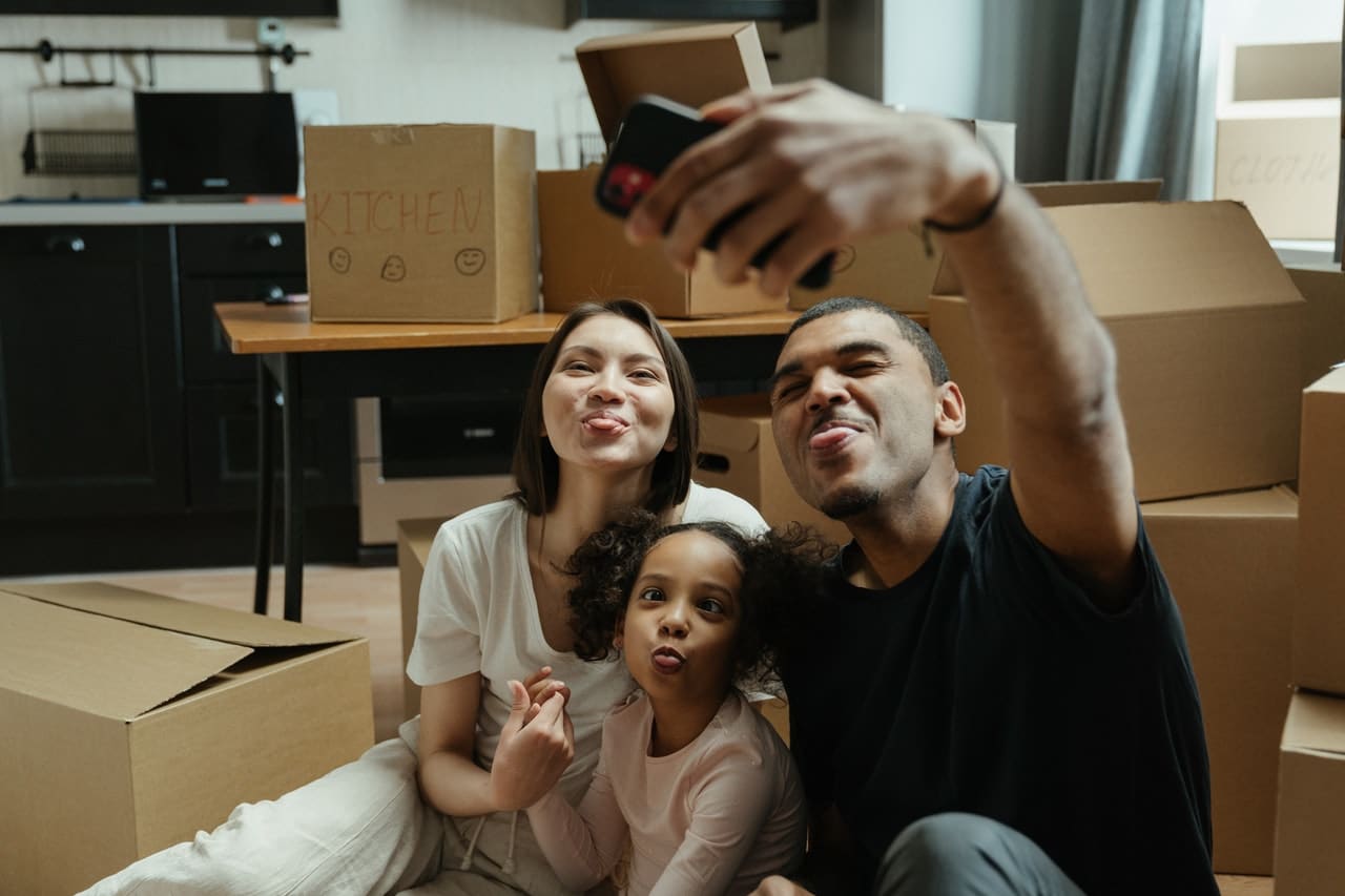 Family taking a selfy