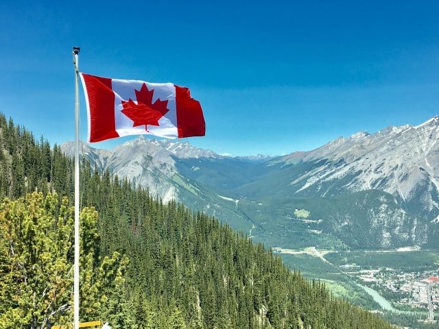 The flag of Canada.