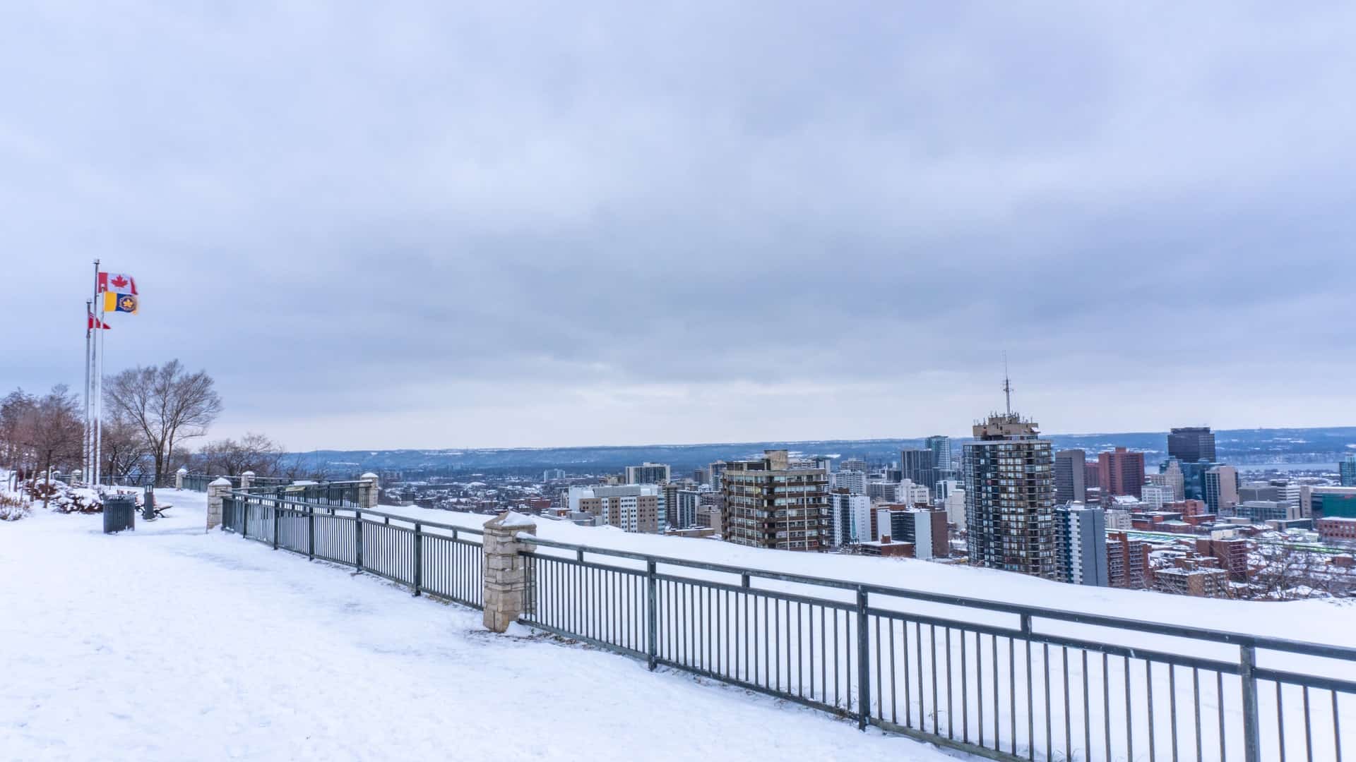 Hamilton city under the snow