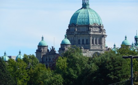 Victoria BC Parliamnet building with trees around it