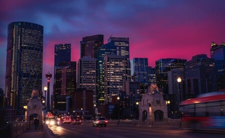 a panoramic view of the city of Calgary during nighttime