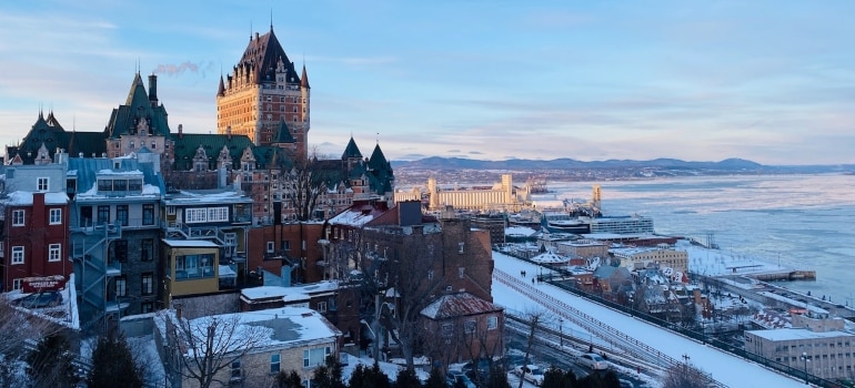 an aerial shot of Quebec City, the capital city of the province of Quebec