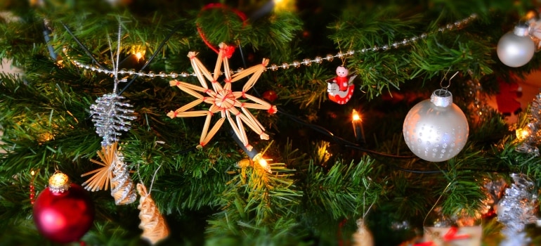 Christmas ornaments on the tree