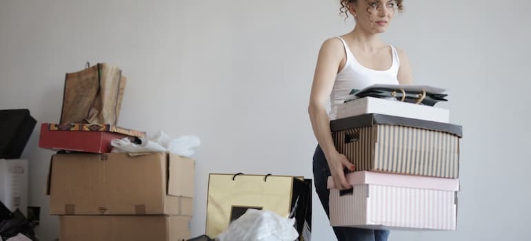 woman decluttering her home