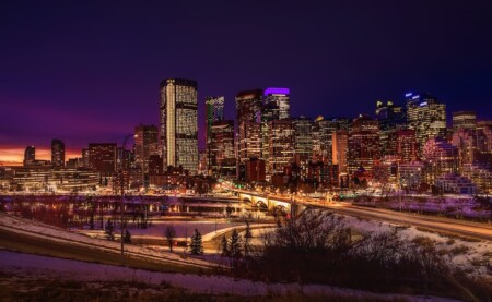 Photo of Calgary during the night;