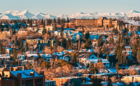 An areal photography of houses as a part of Calgary expat guide