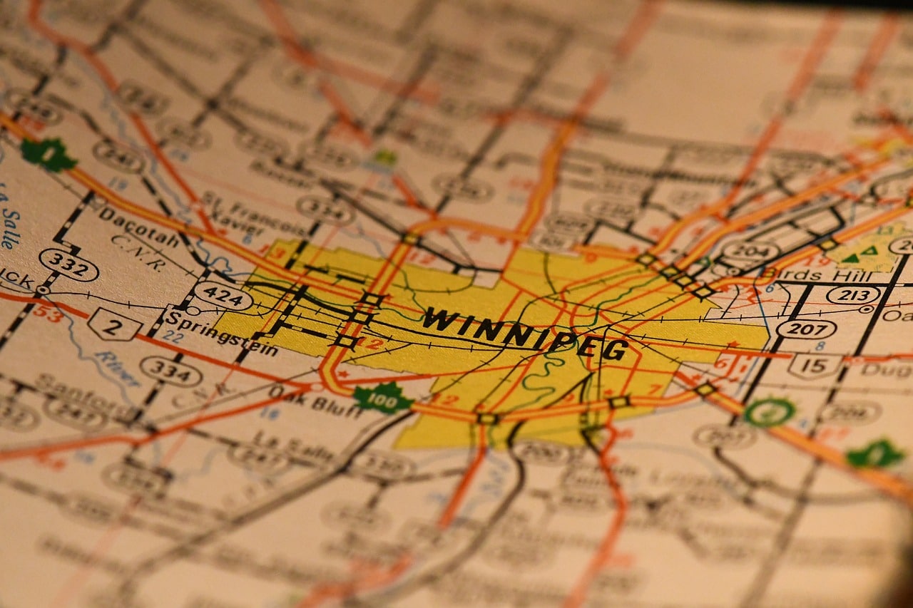 map chart of Winnipeg