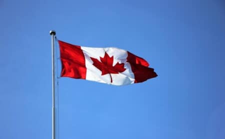 The flag of Canada.