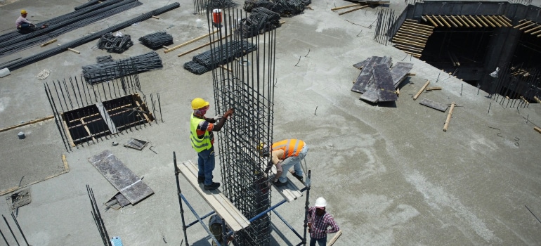 People working at a construction site