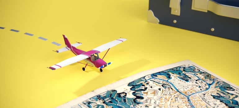 Illustration of a plane on a map