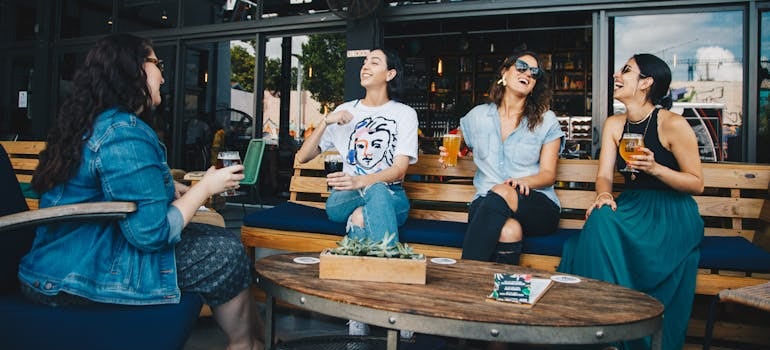 people talking in a caffe