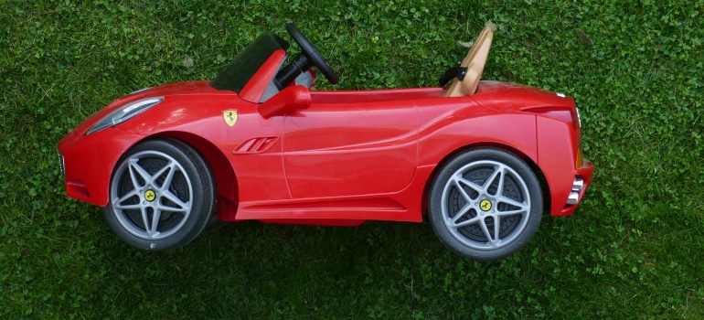 Toy car on grass