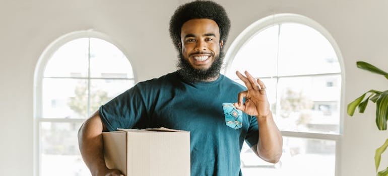 mover holding a box