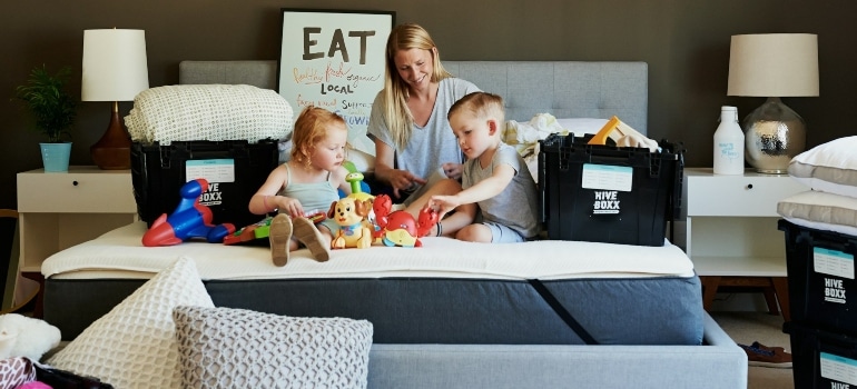 Family settling into a new home