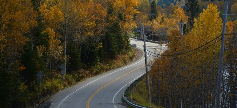 Road that you can see while moving to a new province in Canada